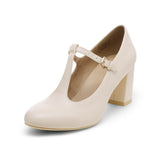 Niulatu Low Chunky Heels for Women Pumps T-Strap Mary Jane Pumps Wedding Dress Shoe Elegant Medium Heel Women's Shoes DJSE