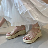 Niulatu Women Summer 2025 Square Toe Pu Leather Platform Wedges Ladies Shoes Causal Rome Gladiator Female Sandal Woman Sandals DJSE