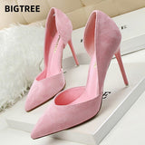 Niulatu Shoes Suede Woman Pumps Ladies Stiletto Women Shoes Red Pink Black Wedding Shoes High Heels 2025 Women Basic Pump Shoes DJSE