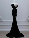 Niulatu Luxurious Velvet Beaded Evening Dress Long Prom Dress HZ1007