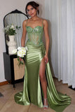 Sexy Silver Spaghetti Straps Mermaid Appliqued Prom Dress HZ1214