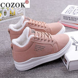 Niulatu Warm Women Vulcanized Shoes Fur Plush Casual Shoes Lace Up Fashion Platform Sneakers Women Snow Boots Zapatillas Mujer DJSE