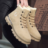 Niulatu Men's Winter Warm and Velvet Thick Bottom Snow Boots 2025 New High Gang Men's Leisure Comfortable and Safe Sports Cotton Shoes DJSE