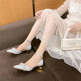 Niulatu women's 2025summer new fashion pointed toe rhinestone hollow stiletto shoes one word buckle sandals designer sandals DJSE