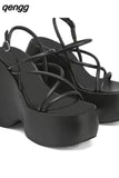 Niulatu Woman Shoes Sandals 2025 Summer Platform Brand Design Woman Sexy Sandals Shoes Wedges High Heels DJSE