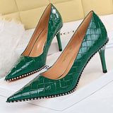 Niulatu Shoes Quality High Heels Women Pumps Rivet Metal Chain Women Heels Stiletto 2025 Luxury Banquet Shoes Pumps Female Shoes DJSE