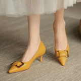 Niulatu Ol Office Lady Shoes Pointed Toe Pumps Women Dress Shoes Yellow High Heels Thin Heeled Ladies Shoes zapatos mujer 9067N DJSE