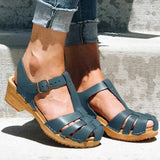 Niulatu Summer Women T Strap Sandals Mid Heels Platform Gladiator Ladies Shoes Black Closed Toe Beach Sandals Sandalias Mujer DJSE