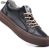 Niulatu Leather Men's Casual Shoes All Season Lace Up Men's Casual Leather Shoes Outdoor Walking Sport Shoes For Men DJSE