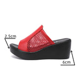 Niulatu 32-43 Platform Shoes Women Wedges Slippers 2025 Summer Cutout High Heels Slides Ladies Office OL Slippers DJSE