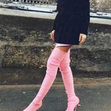 Niulatu Over The Knee Boots For Women Winter Fashion Suede High Heels Pointed Toe Elastic Long Boots Lady Dress Party Shoes DJSE