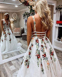 Niulatu Sexy Floral Embroidered Long Prom Dresses HZ0113