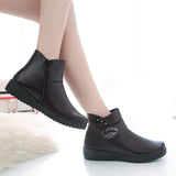 Niulatu Boots For Women 2025 Autumn And Winter Platform Rubber Leather Ankle Tabi Boots Fashion Wedge Heel Black Warm Shoes DJSE
