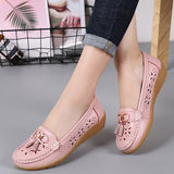 Niulatu Women Shoes Flats Genuine Leather Slip On Shoes For Women Slipony Loafers Nurse Ballerina Tassel Platform Shoes Ladies Plus Size DJSE