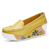 Niulatu Shoes Loafers For Women 2025 Wedges Sneakers Floral Single Woman White Shoes Platform Breathable Female Vulcanized Shoes DJSE