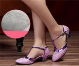 Niulatu New Modern Dance Shoes Women Ladies Closed Toe Tango Shoes Standard Waltz Ballroom Dancing Heels Indoor Suede Sole DJSE