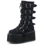 Niulatu Goth Love Heart Buckle Punk Wedges Platforms Women Boots Zipper Black Cosplay Cool Street Autumn Ladies Shoes DJSE