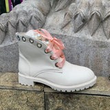 Niulatu Women Short Boots 2025 Ladies Leather Ankle Boots Autumn Platform Motorcycle Shoes For Woman's Punk 36-42 Winter Pearl Rivet Sho DJSE