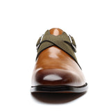 Niulatu Men's Fashion Splicing Buckle Derby Shoes Men Leather Dress Shoes Wedding Party Shoes Mens Business Office Oxfords Slip-On Flats DJSE