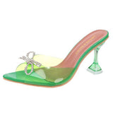 Niulatu Knot Slippers Crystal High Heeled Sexy Casual Shoes Plus Size Women Open Toe Ytmtloy Indoor Zapatillas Mujer DJSE