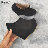 Niulatu Winter Boots For Women Wedges Platform Flock Women's Ankle Fashion Short Boot Shoes Woman DJSE