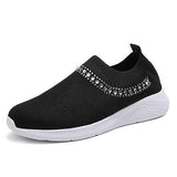 Niulatu to college Women Crystal Sneakers 2025 Woman Flat Mesh Loafer Women's Comfort Vulcanized Ladies White Casual Shoes Trainers Basket Female DJSE