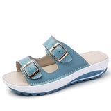 Niulatu Womens Sandals Summer Beach Shoes Women Slipper Plus Size Buckle Slide Sandals Comfort Thick Sole Slippers Wedge DJSE
