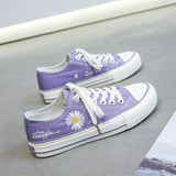 Niulatu New Korean Style Ulzzang Daisy Canvas Shoes for Women 45 White Black Yellow Green Purple Color sneakers women DJSE