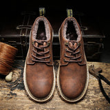 Niulatu 2025 Men Casual Shoes Men Martins Leather Shoes Work Safety Shoes Winter Waterproof Ankle Botas Brogue Plus Size DJSE