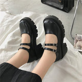 Niulatu Heels Shoes Women Pumps Platform Shoes Fashion Mary Jane Shoes Lolita shoes Black Leather Woman Round Toe Student Mujer DJSE