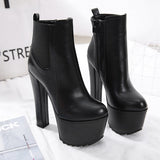 Niulatu New Arrival 16cm High Heel Women's Boot Winter Women Chelsea Ankle Boots Pipe Platform Clogs Heels Women Shoes Elegant DJSE