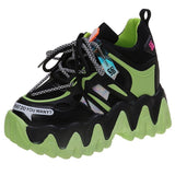 Niulatu Chunky Hidden Heels Platform Sneakers Women Pink Laser Thick Bottom Vulcanized Shoes Woman Lace Up Casual Shoes Ladies DJSE