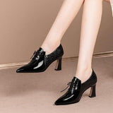 Niulatu Fashion Ladies Shoes 2025 Spring and Autumn New British Style Thick Heels All-match Temperament Small Leather Shoes DJSE