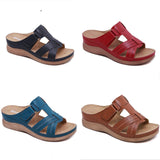 Niulatu Summer Women Wedge Sandals Premium Orthopedic Open Toe Sandals Vintage Anti-Slip Leather Casual Female Platform Retro Shoes DJSE