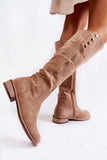 Niulatu Women Long Boots Winter Black Solid Suede Warmed Ladies High Boots Wide Heels Autumn Fashion Mature Concise Round Toe Shoes DJSE