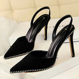 Niulatu Shoes Rivet High Heels Woman Pumps Pu Leather Women Heels 9cm Sexy Party Shoes Black Red Apricot Wedding Shoes Female DJSE
