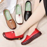 Niulatu Fit Thick Sole Flats Korean Style Shoes For Women Cozy Leather Slip On Shoes Pregnant Woman Maternity Shoes Women&#39;s Loafers DJSE
