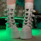 Niulatu Arrivals Punk Platform Cool Chunky High Wedges Mid Calf Boots Autumn Buckle Trendy Multicolor Party Cos Shoes DJSE