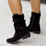 Niulatu Women Ankle Boots Winter 2025 New Fashion Low Heels Round Plus Size 43 Casual Shoes Faux Suede Female Low Boots Chelsea Boots DJSE