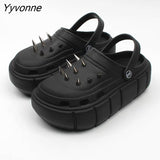 Niulatu punk metal rivets Sandals Women Slippers Platform Sandals Outdoor Clogs Thick Street Beach Slippers Flip Flops Garden Shoes DJSE
