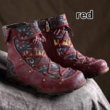 Niulatu New Women's Shoes Fashion Women Boots Ankle Boots Female Boots Ladies Shoes Lace-up Plus Size 43 Botas Mujer Women DJSE