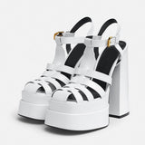 Niulatu Women's Sandals Summer Female Square Toe High Heels Platform Ladies Wedding Party Shoes Sexy Luxury Woman Sandal New 2025 DJSE