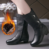 Niulatu Women's Rubber Boots 2025 Spring Winter shoes Female Mid-calf boots Non-slip Fashion PU Leather boots for women Black Elegant DJSE