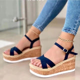 Niulatu Wedge Sandals for Women Summer Casual Non-slip Peep Toe Platform Shoes Rubber Sole Buckle Elegant Heels Women Shoes DJSE