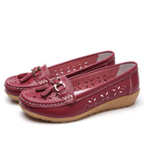 Niulatu Women Shoes Flats Genuine Leather Slip On Shoes For Women Slipony Loafers Nurse Ballerina Tassel Platform Shoes Ladies Plus Size DJSE