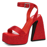 Niulatu Open Toe Platform Flared High Heels women's Sandals Ankle Strap Buckle Summer Fashion Dress Wedding Party Shoes Woman DJSE