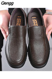 Niulatu Men's Genuine Leather Shoes 38-46 Head Leather Soft Anti-slip Rubber Loafers Shoes Man Casual Real Leather Shoes DJSE
