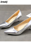 Niulatu Women 2025 6.5cm Heels Women Pumps Shoes Pointed Toe Bling Gold PU Sexy Wedding Party Office Shoes Woman Big Size 44 DJSE