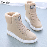 Niulatu 2025 Winter Women Cotton Shoes Fashion Lace Up Casual Warm Plsuh Platform Boots Female Round Toe Anti-slip Sneakers DJSE