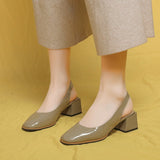 Niulatu Women Pumps Elastic Heel PU Leather Upper Comfortable Round Head Slip-on Beige White 2025 Casual Cute Slippers Ladies Shoes DJSE